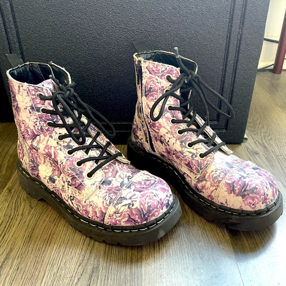 Floral Combat Boots